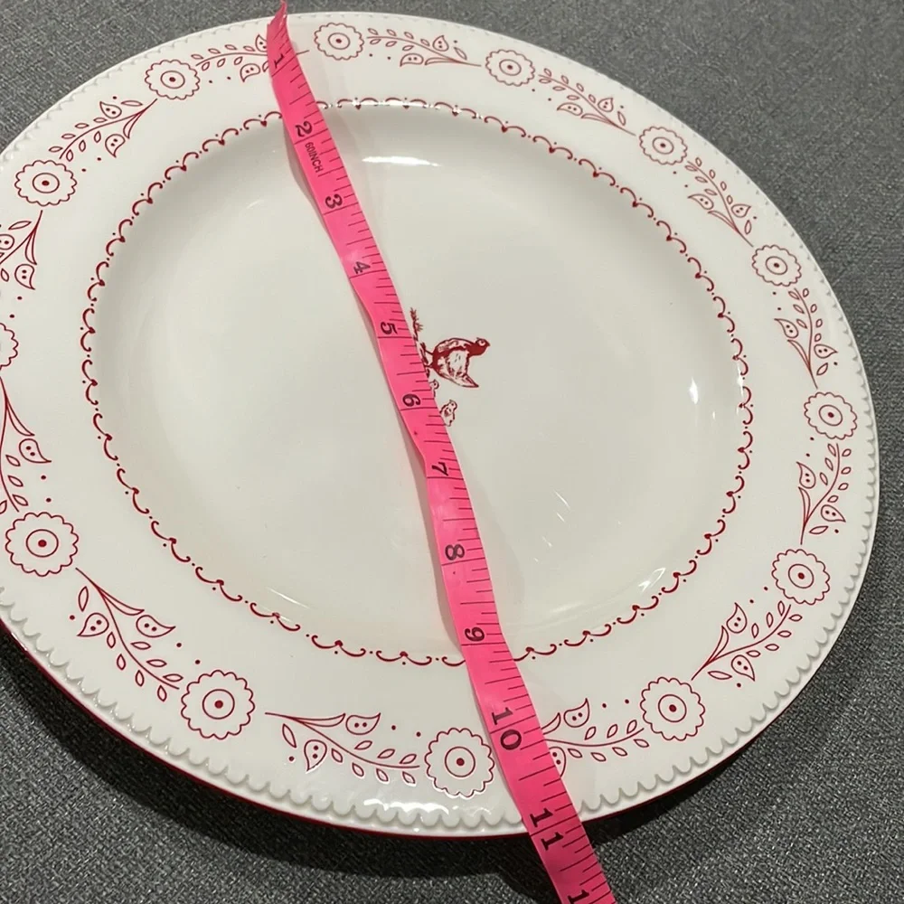 Country Living White with Red Trim Chicken and Chicks 11” Plate Hens and Chicks